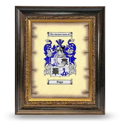 Puga Coat of Arms Framed - Heirloom