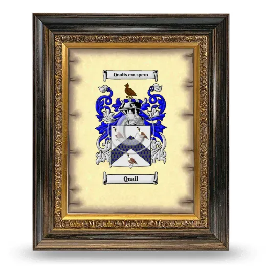Quail Coat of Arms Framed - Heirloom
