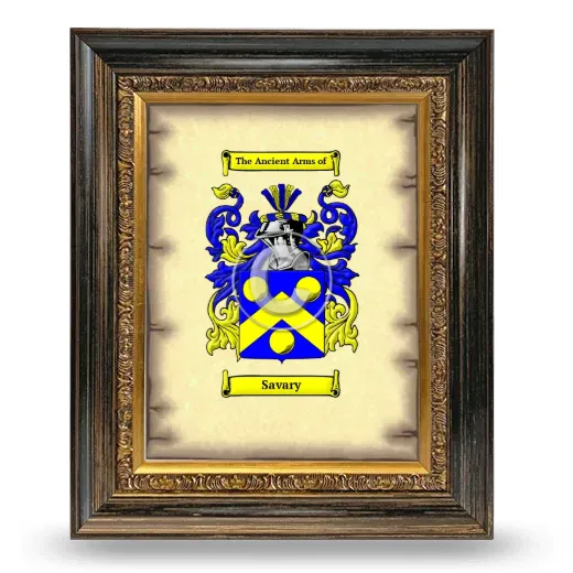Savary Coat of Arms Framed - Heirloom