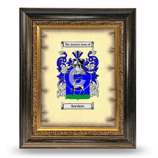 Serviere Coat of Arms Framed - Heirloom
