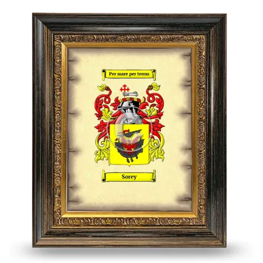 Sorey Coat of Arms Framed - Heirloom