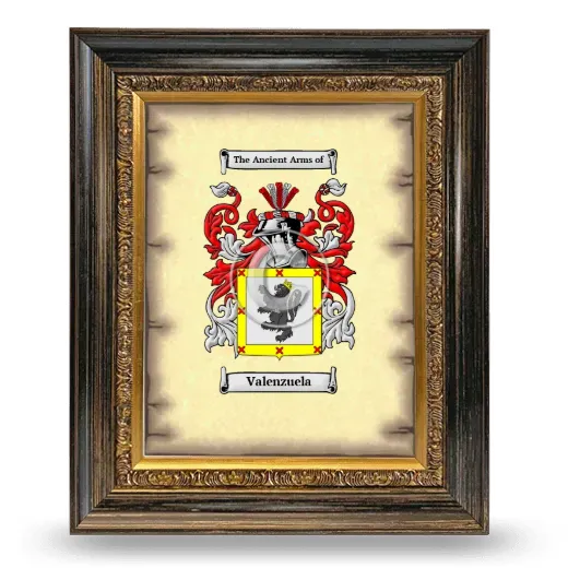 Valenzuela Coat of Arms Framed - Heirloom