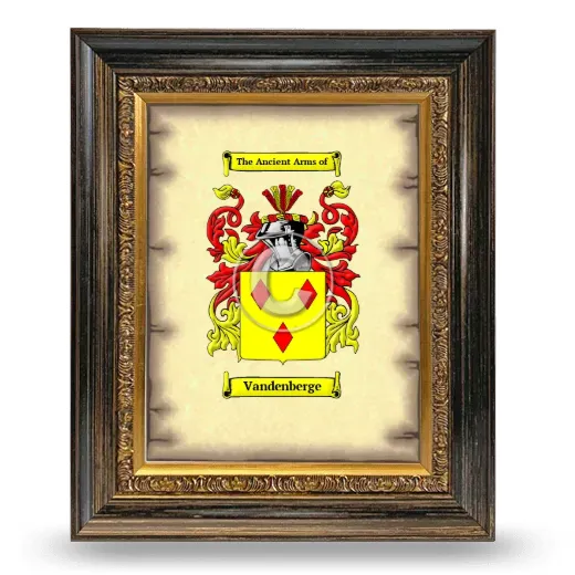 Vandenberge Coat of Arms Framed - Heirloom