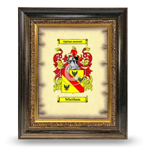 Whetham Coat of Arms Framed - Heirloom