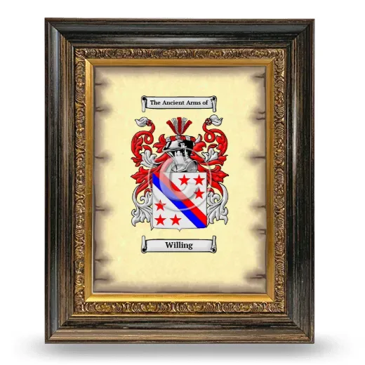 Willing Coat of Arms Framed - Heirloom