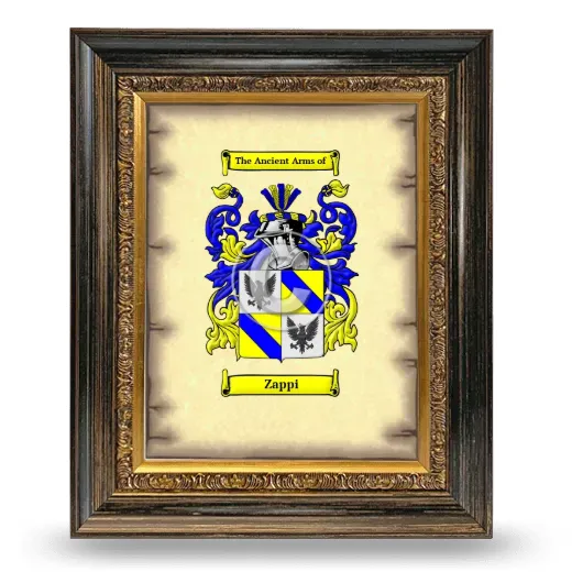 Zappi Coat of Arms Framed - Heirloom