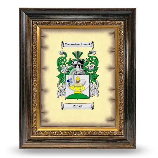 Zinke Coat of Arms Framed - Heirloom