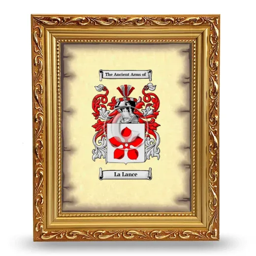 La Lance Coat of Arms Framed - Gold