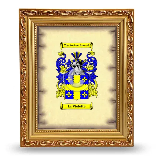La Violette Coat of Arms Framed - Gold