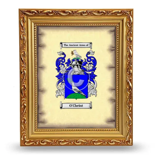 O'Cheint Coat of Arms Framed - Gold