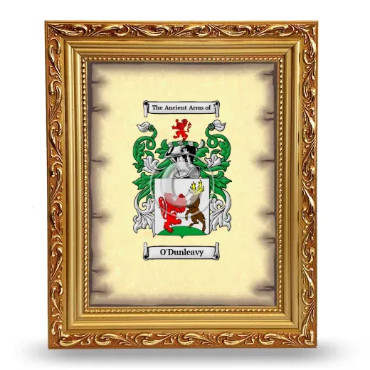 O'Dunleavy Coat of Arms Framed - Gold