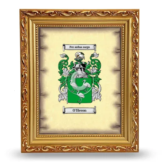 O'Heron Coat of Arms Framed - Gold