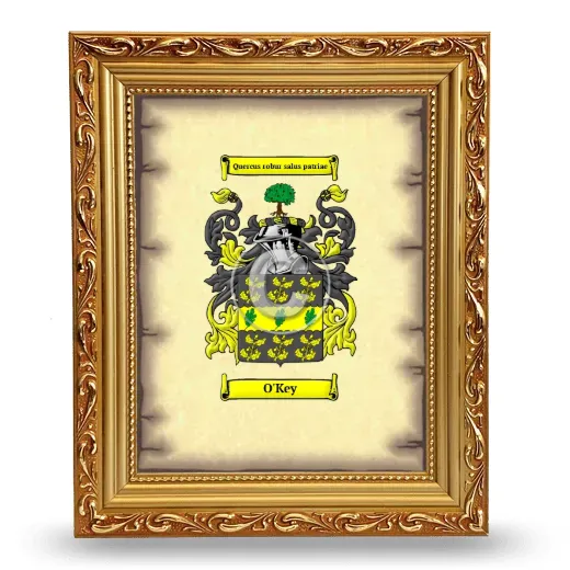 O'Key Coat of Arms Framed - Gold