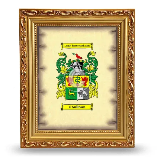 O'Sullivan Coat of Arms Framed - Gold
