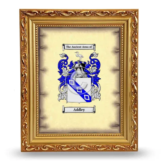 Addley Coat of Arms Framed - Gold