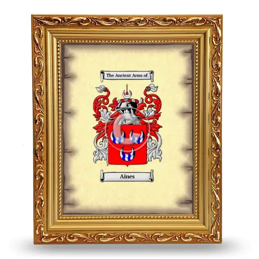 Aines Coat of Arms Framed - Gold