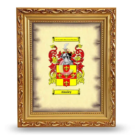 Ainsley Coat of Arms Framed - Gold