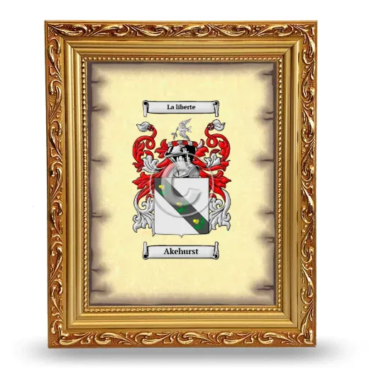 Akehurst Coat of Arms Framed - Gold