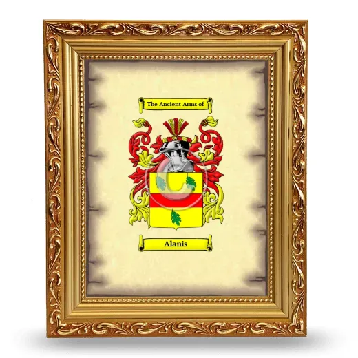 Alanis Coat of Arms Framed - Gold