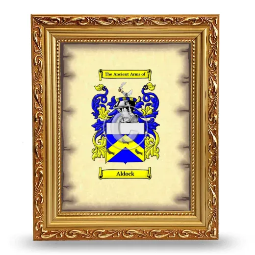 Aldock Coat of Arms Framed - Gold