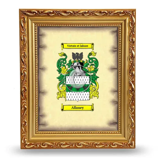 Allaney Coat of Arms Framed - Gold