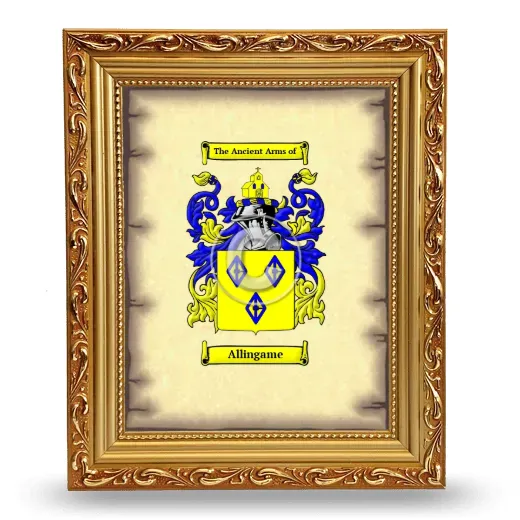 Allingame Coat of Arms Framed - Gold