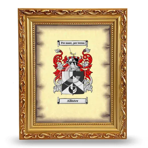 Allister Coat of Arms Framed - Gold