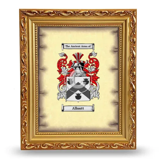 Allnutt Coat of Arms Framed - Gold