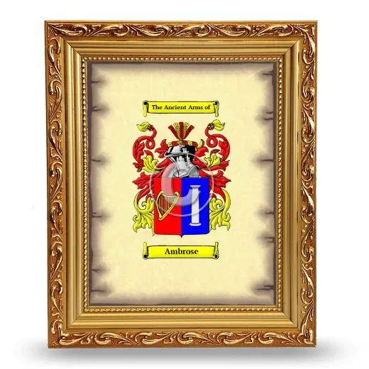 Ambrose Coat of Arms Framed - Gold