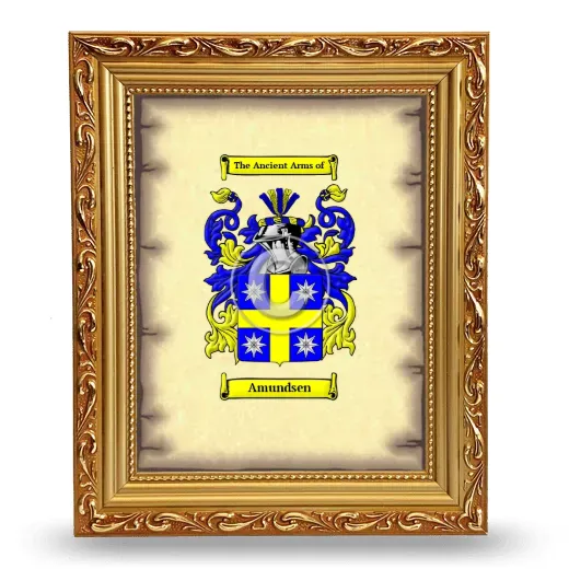 Amundsen Coat of Arms Framed - Gold