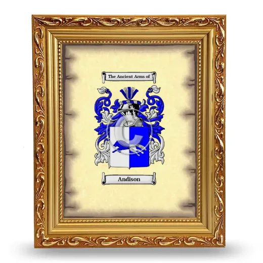 Andison Coat of Arms Framed - Gold