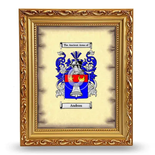 Andrau Coat of Arms Framed - Gold