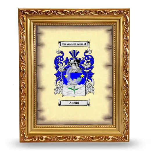 Antini Coat of Arms Framed - Gold