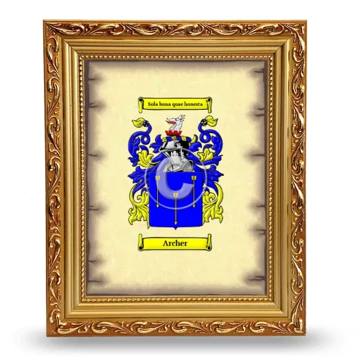 Archer Coat of Arms Framed - Gold