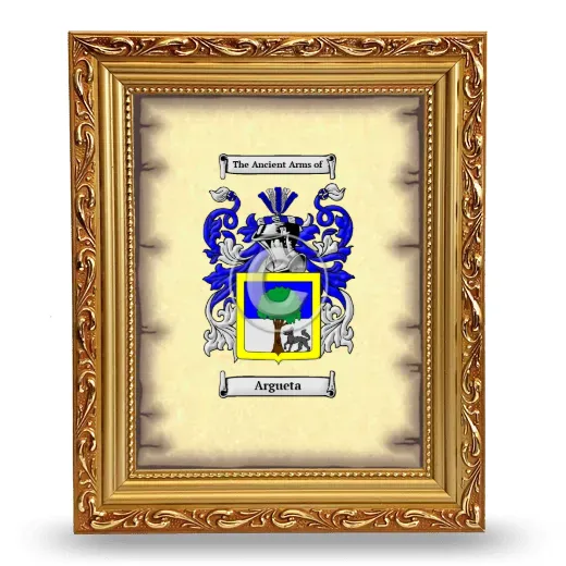 Argueta Coat of Arms Framed - Gold