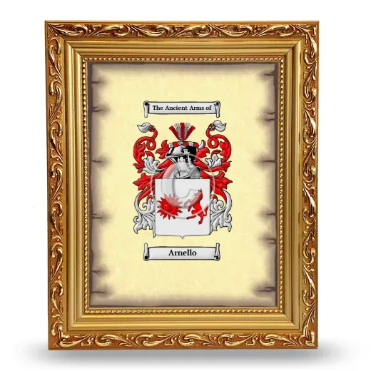 Arnello Coat of Arms Framed - Gold
