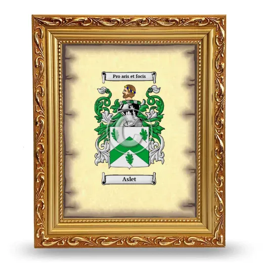 Aslet Coat of Arms Framed - Gold