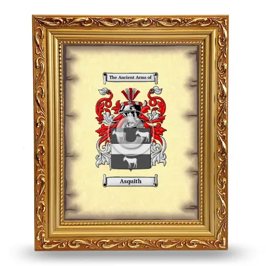 Asquith Coat of Arms Framed - Gold