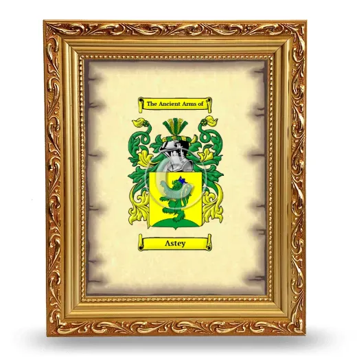 Astey Coat of Arms Framed - Gold