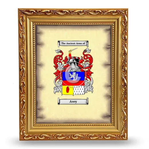 Avey Coat of Arms Framed - Gold
