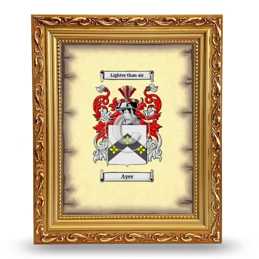 Ayer Coat of Arms Framed - Gold