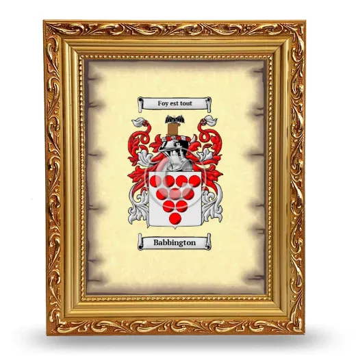 Babbington Coat of Arms Framed - Gold