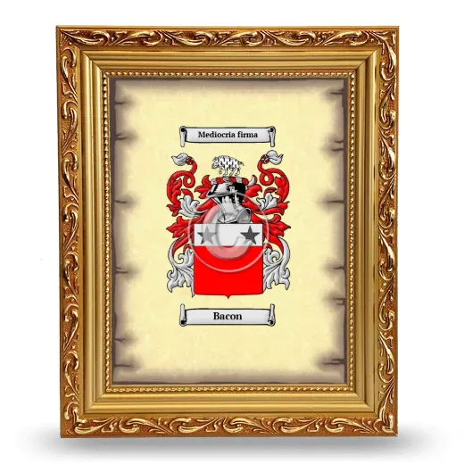 Bacon Coat of Arms Framed - Gold