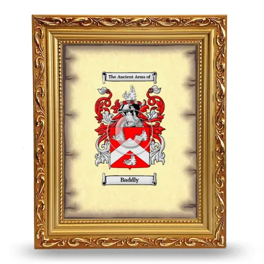 Baddly Coat of Arms Framed - Gold