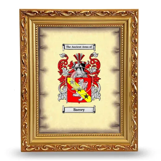 Baerey Coat of Arms Framed - Gold