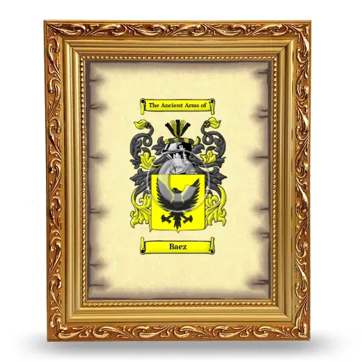 Baez Coat of Arms Framed - Gold