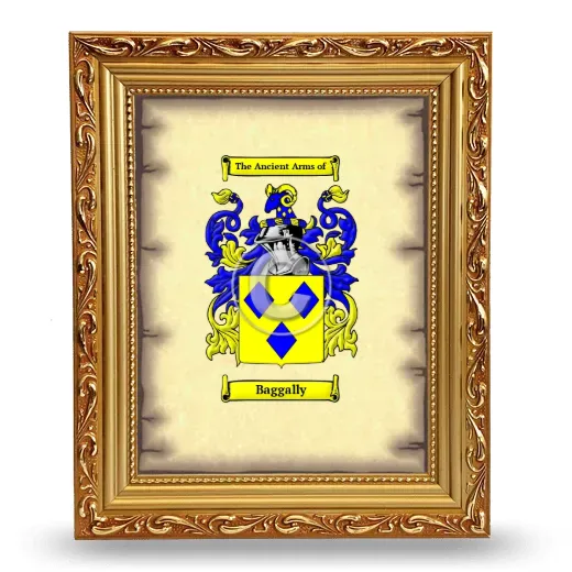 Baggally Coat of Arms Framed - Gold