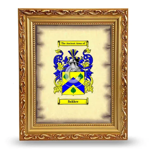 Bakker Coat of Arms Framed - Gold
