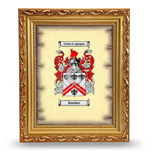 Bamber Coat of Arms Framed - Gold
