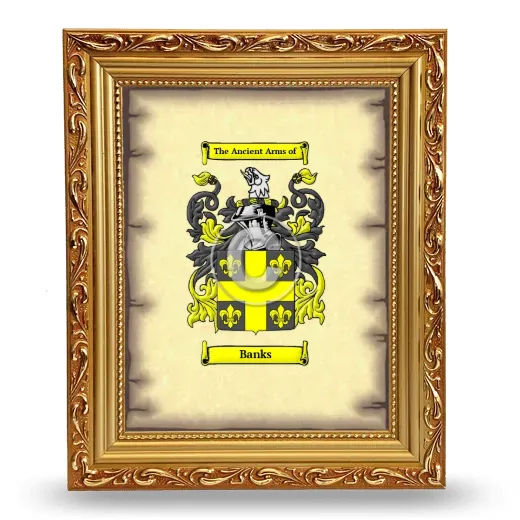 Banks Coat of Arms Framed - Gold